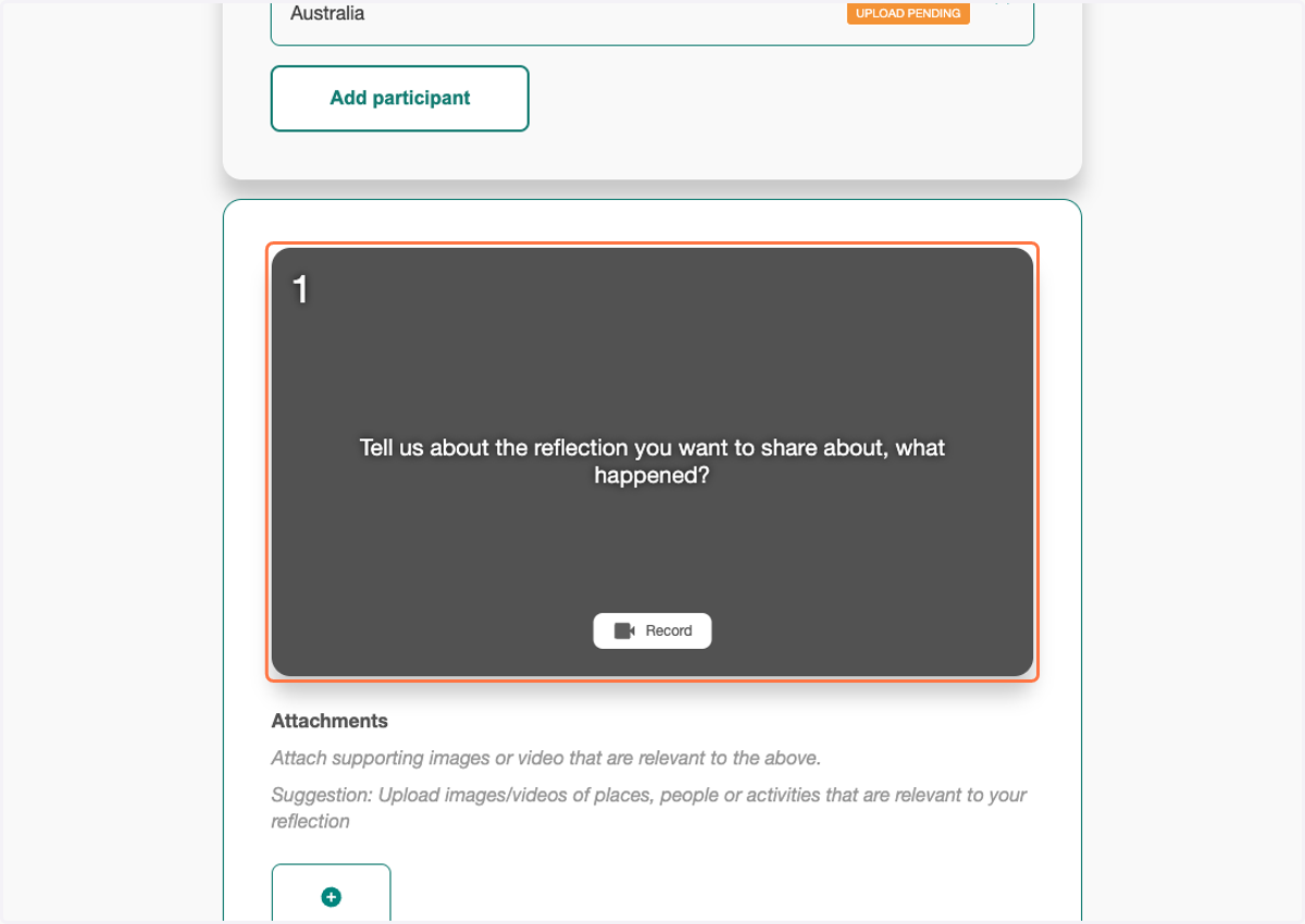To begin capturing your story, select the record option on the first prompt