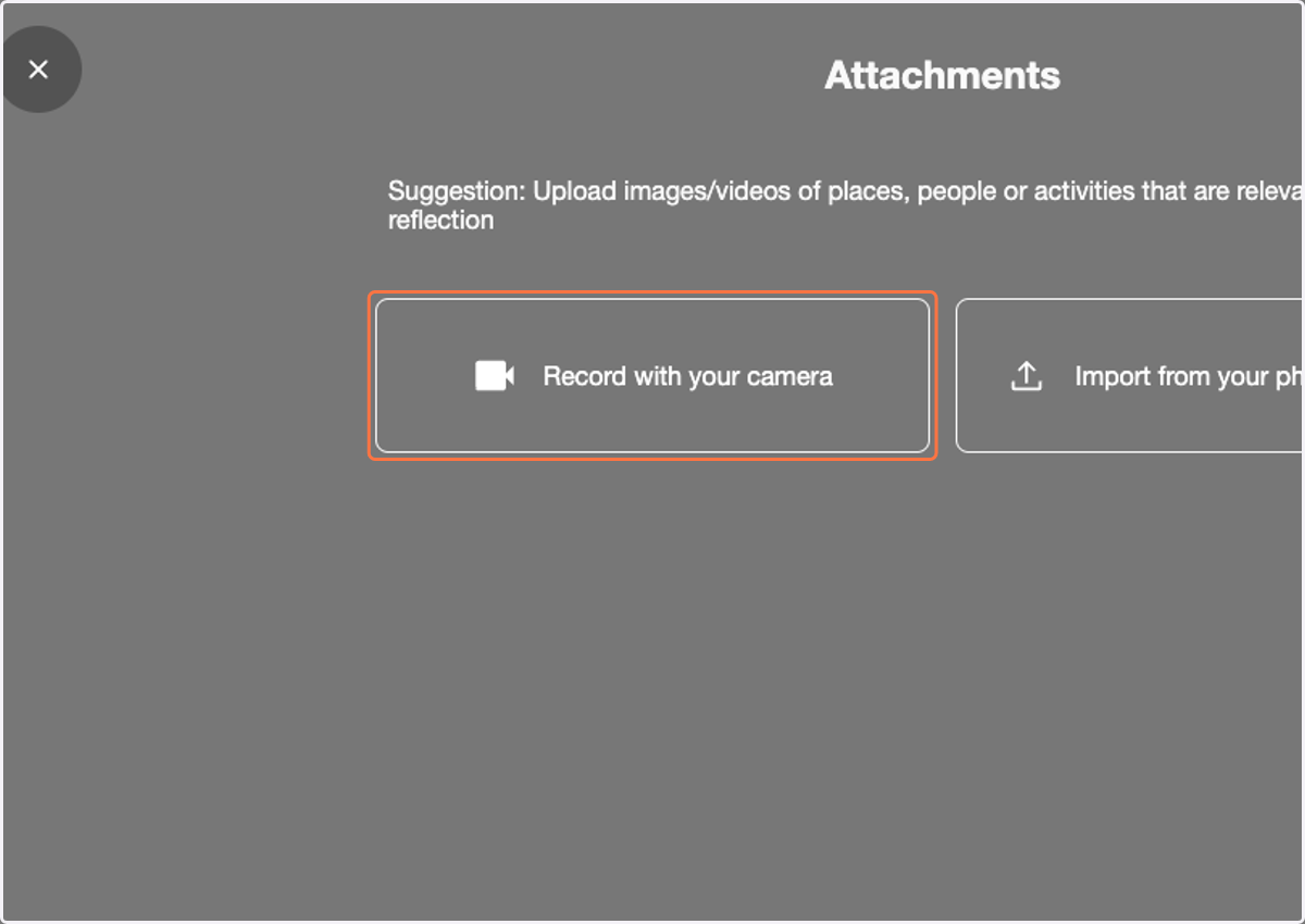 Click on Record with your camera to use the Folktale recording features