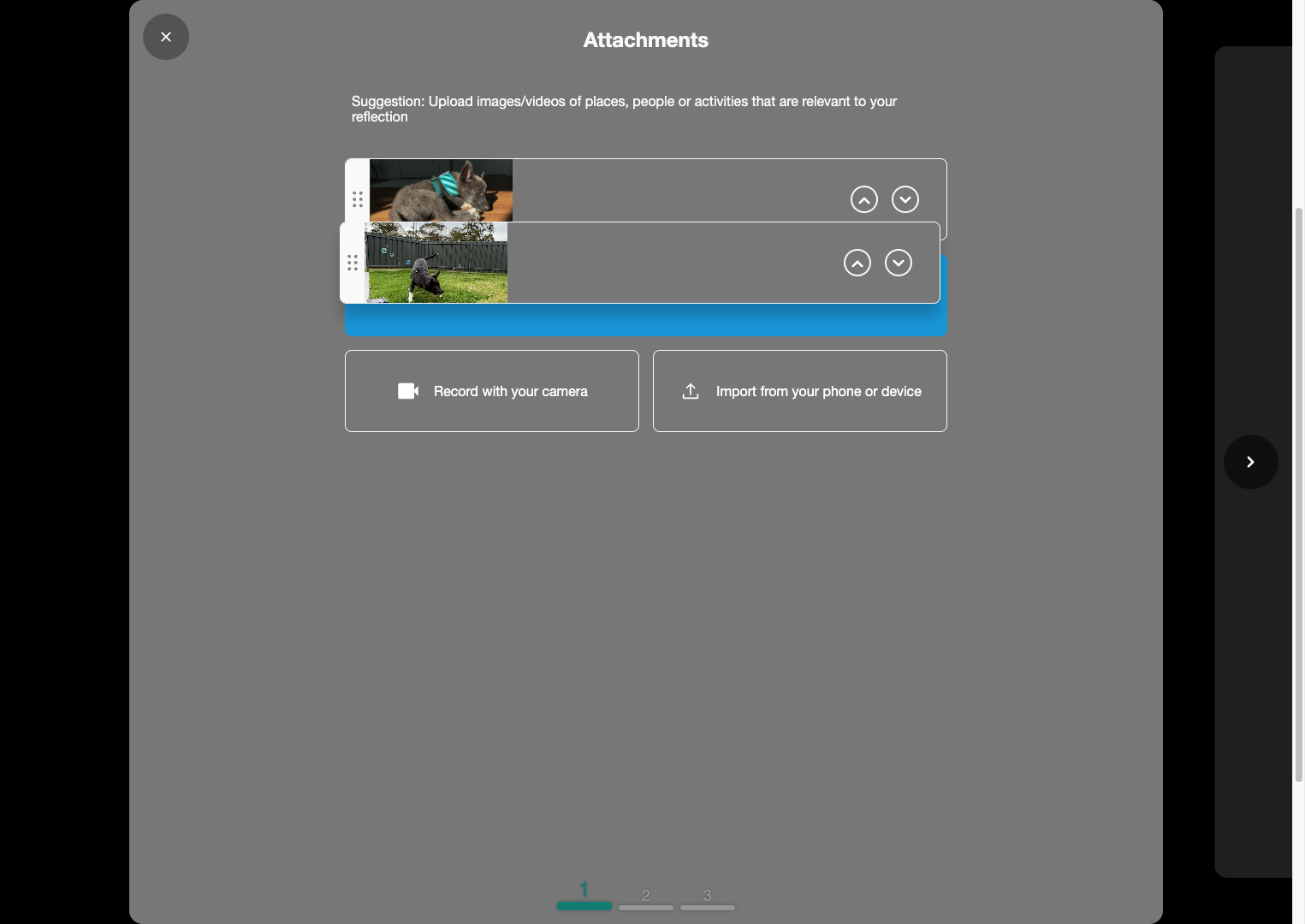 Now that you have your attachments, you can adjust the order they will appear by dragging and dropping