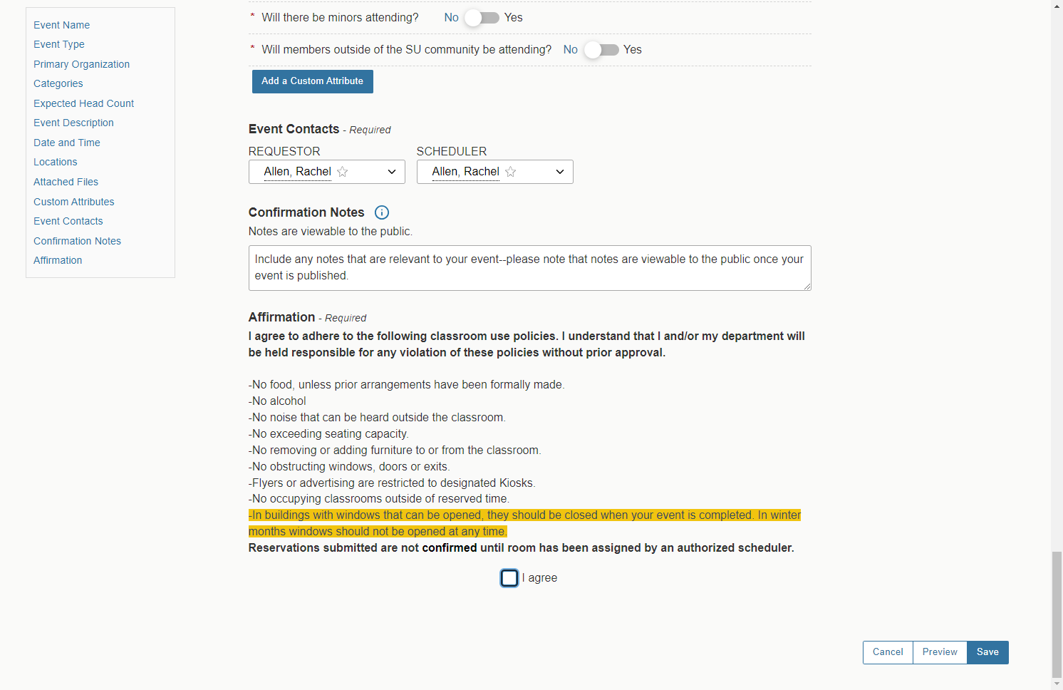 Include any relevant notes about your event. Remember that notes are viewable to the public once the event is posted.
