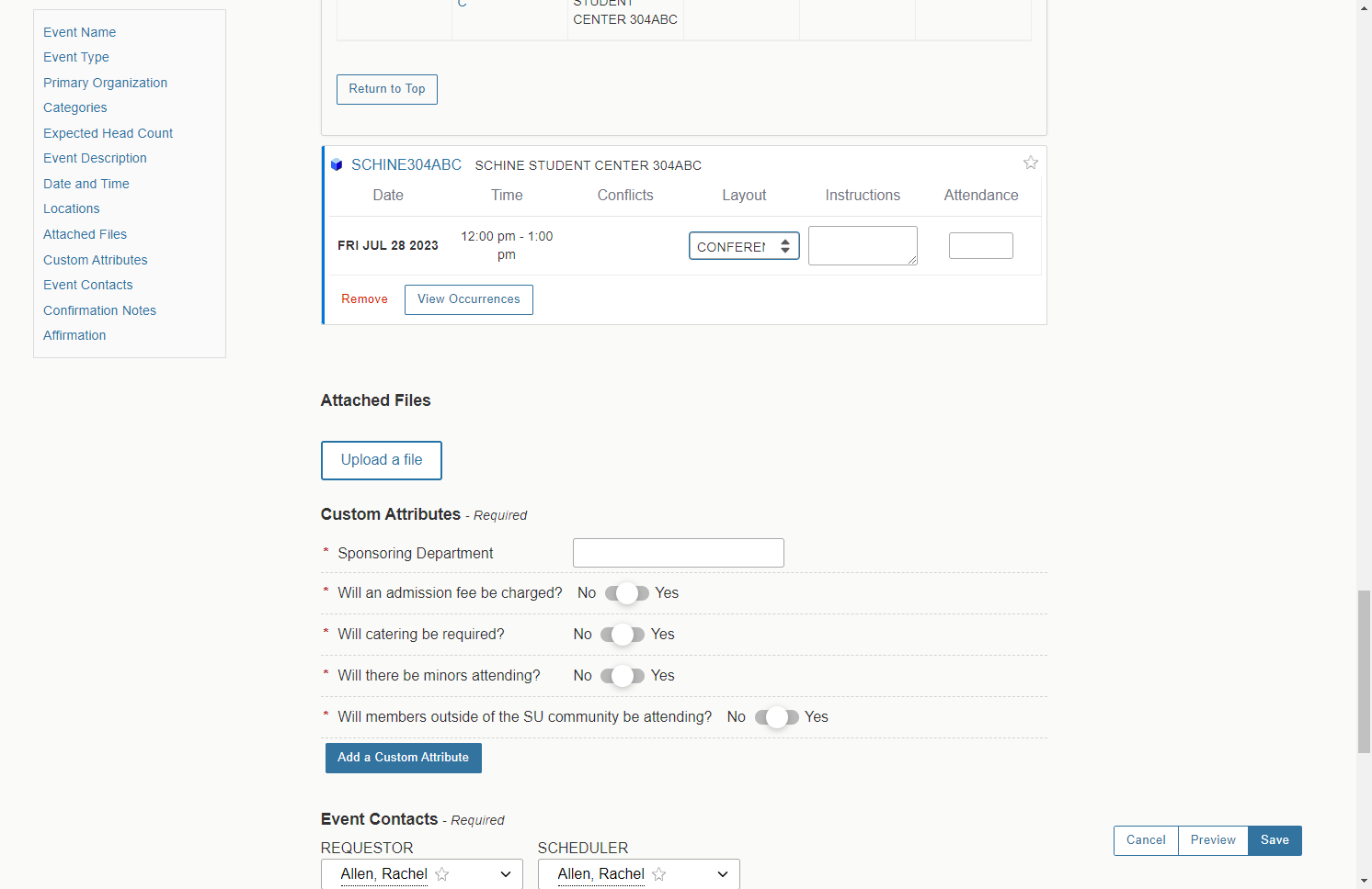 Select a layout for your event. Note: This layout must be able to accommodate your expected head count.