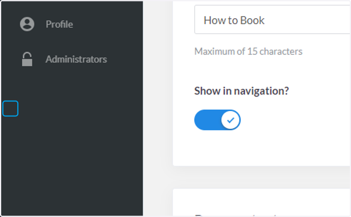 To switch the page on, click Show in Navigation