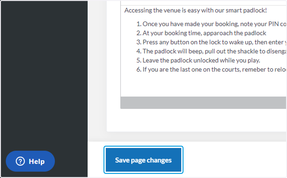 Click on Save page changes