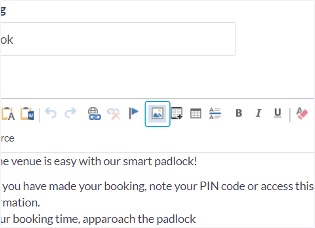 To upload an image on the page click the little "photo" icon