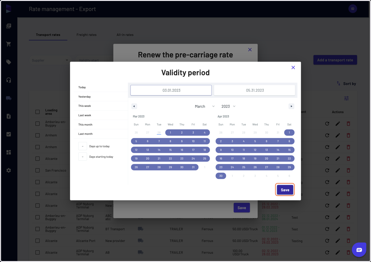 You can update the validity period