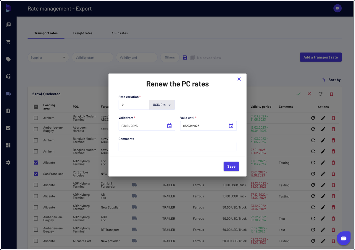 From there, you should enter a rate variation (positive or negative value)