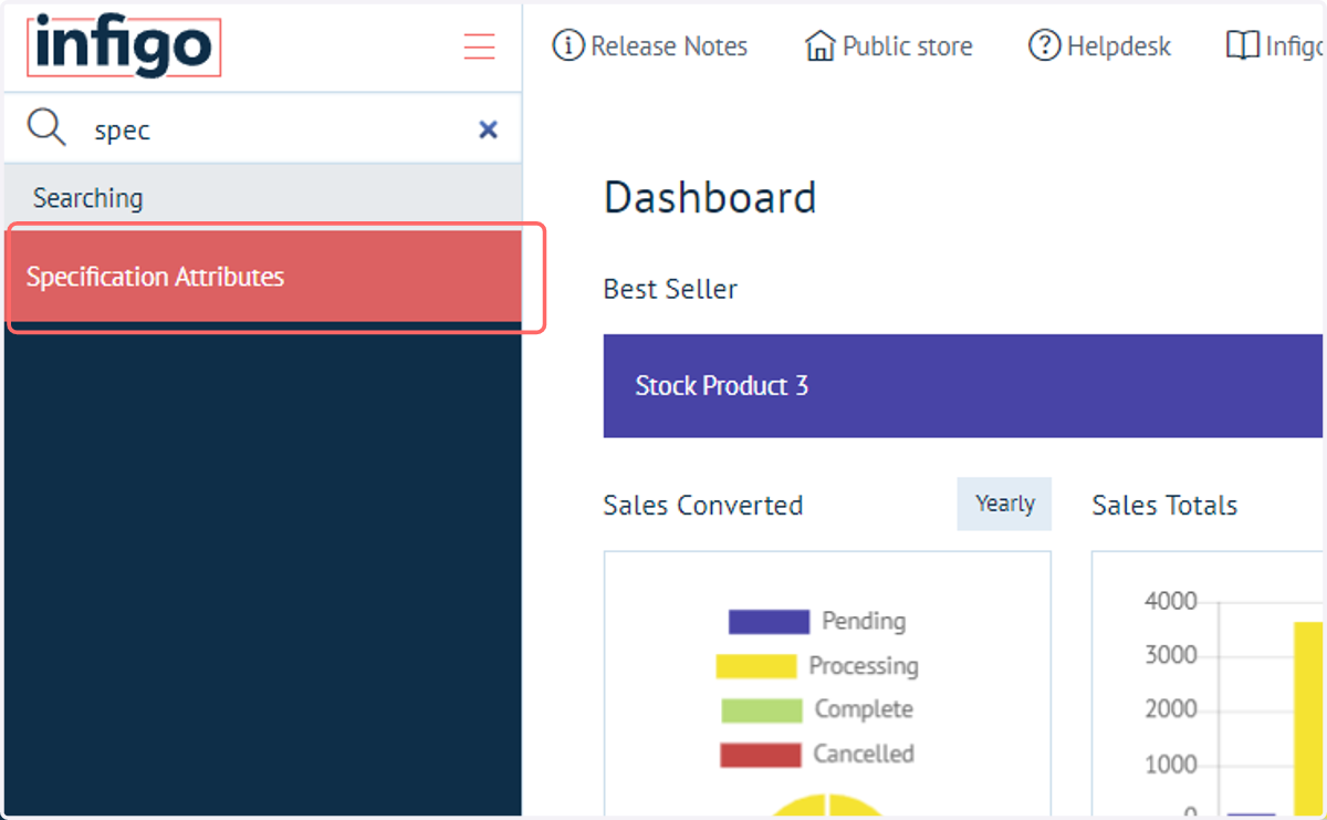 Navigate to Specification Attributes
