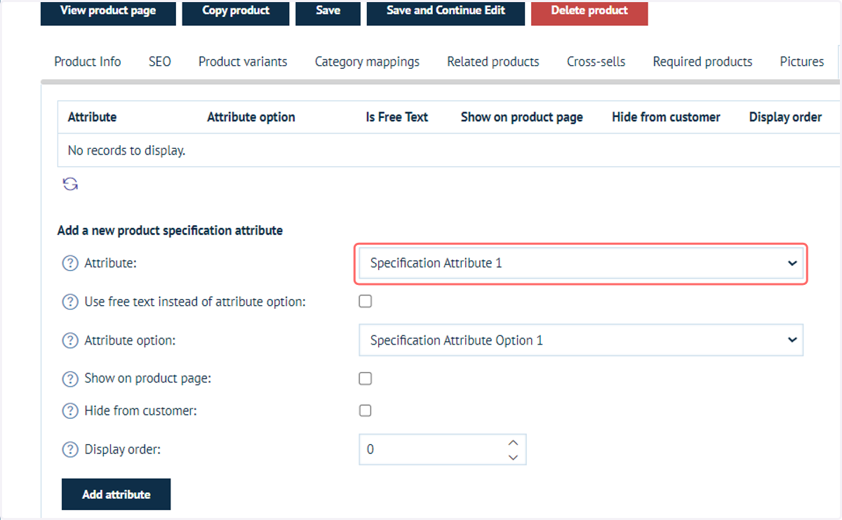 Select an attribute