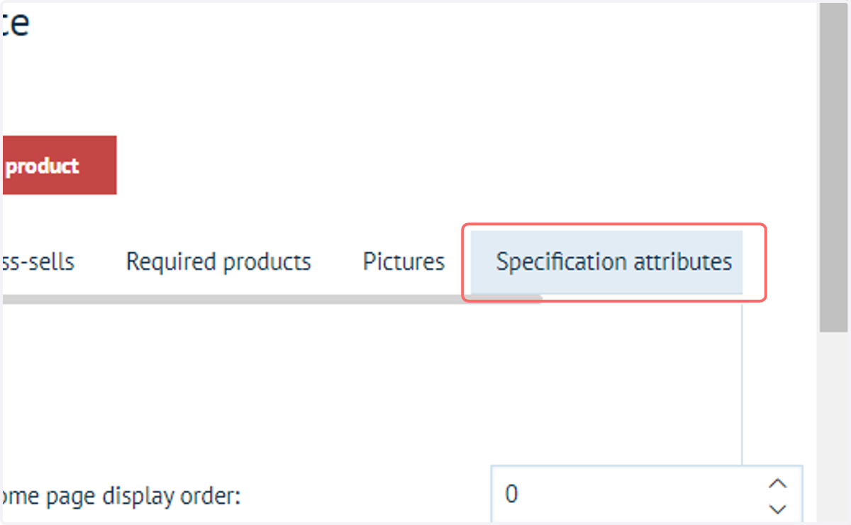 Click on Specification attributes