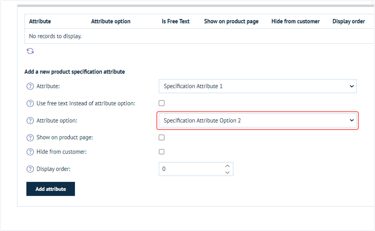 Select an option within that attribute