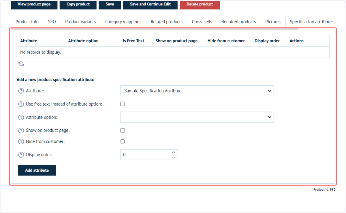 Choosing your Specification Attribute