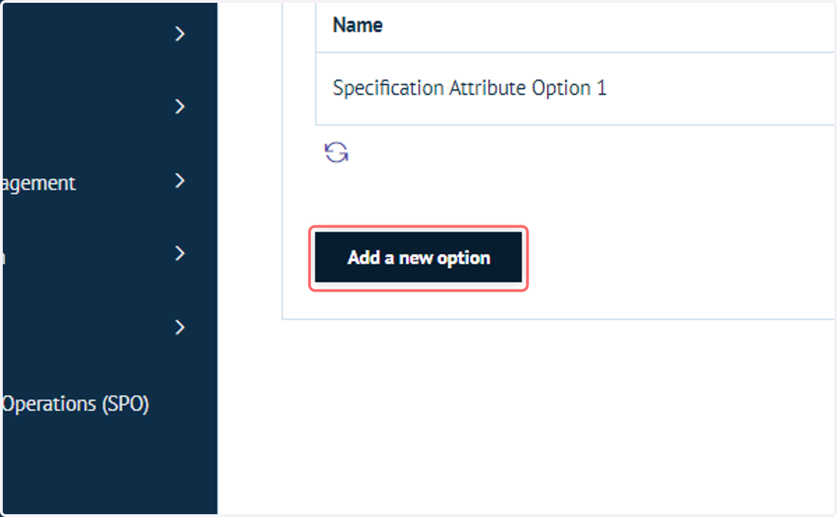 Add as many options to the Specification Attribute as is required