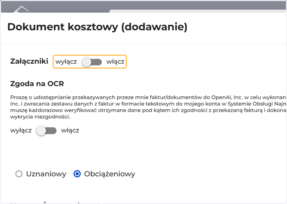W formularzu włącz tę opcję