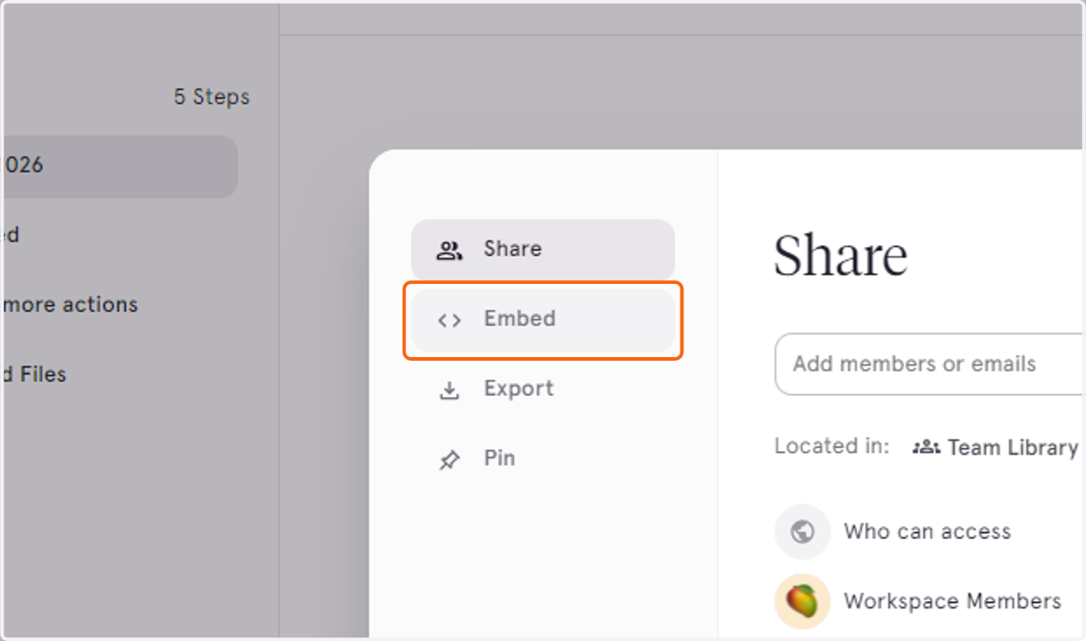 Click on Embed