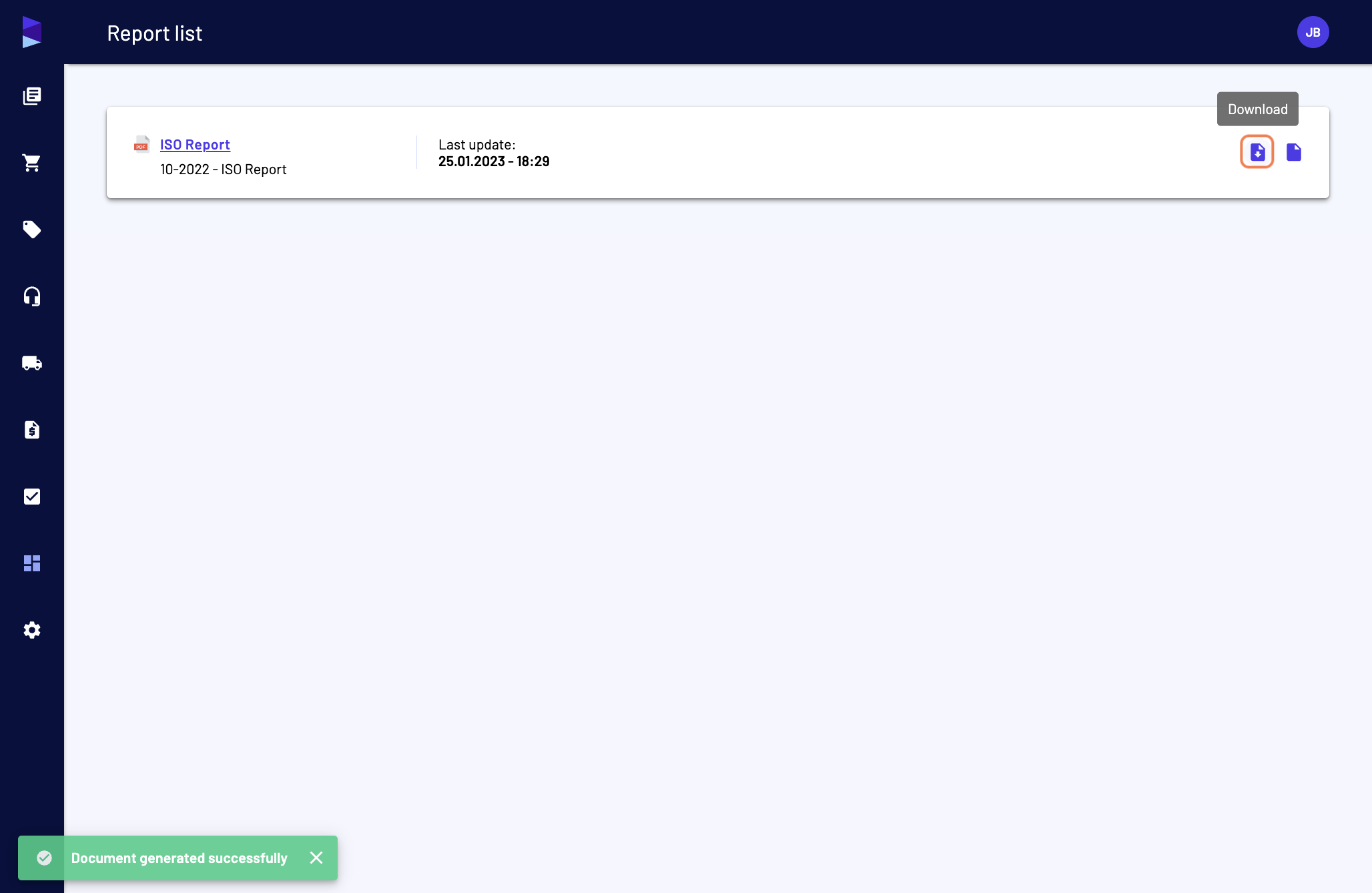 Later on, you can also download it by clicking on its name or on "Download"