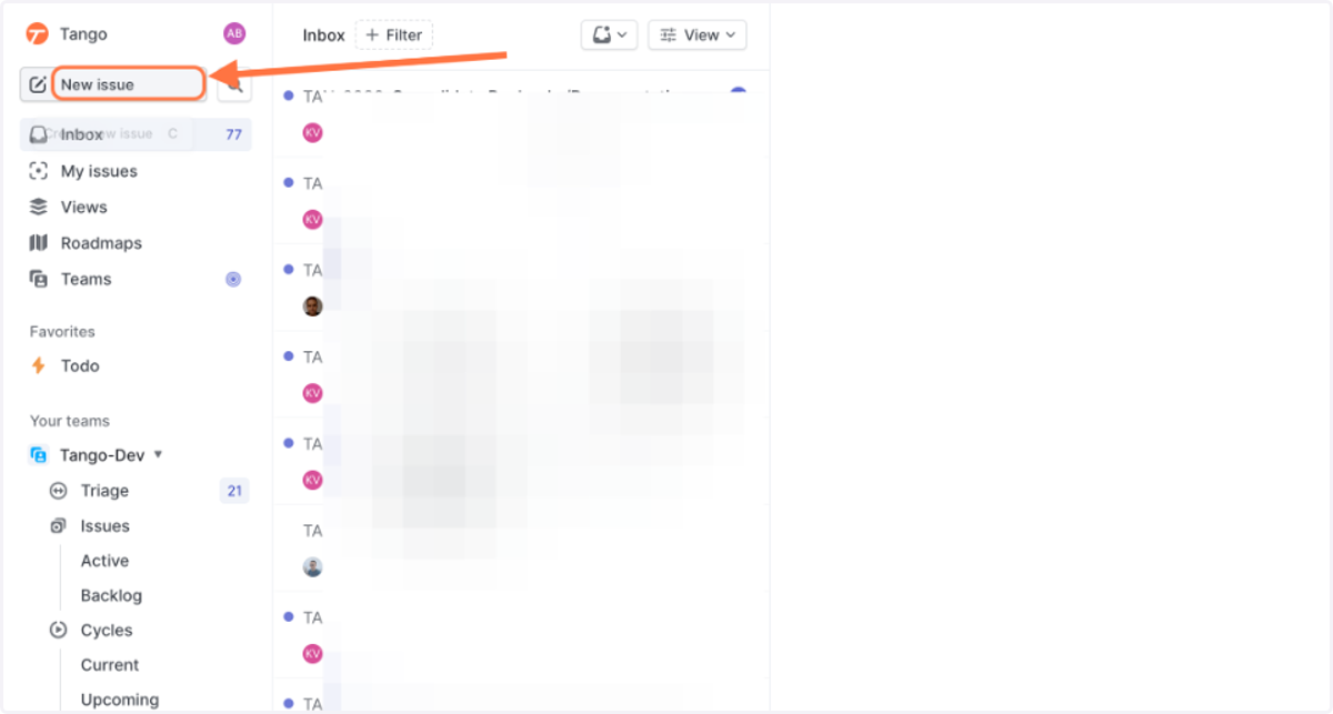 Click on Create new issue…