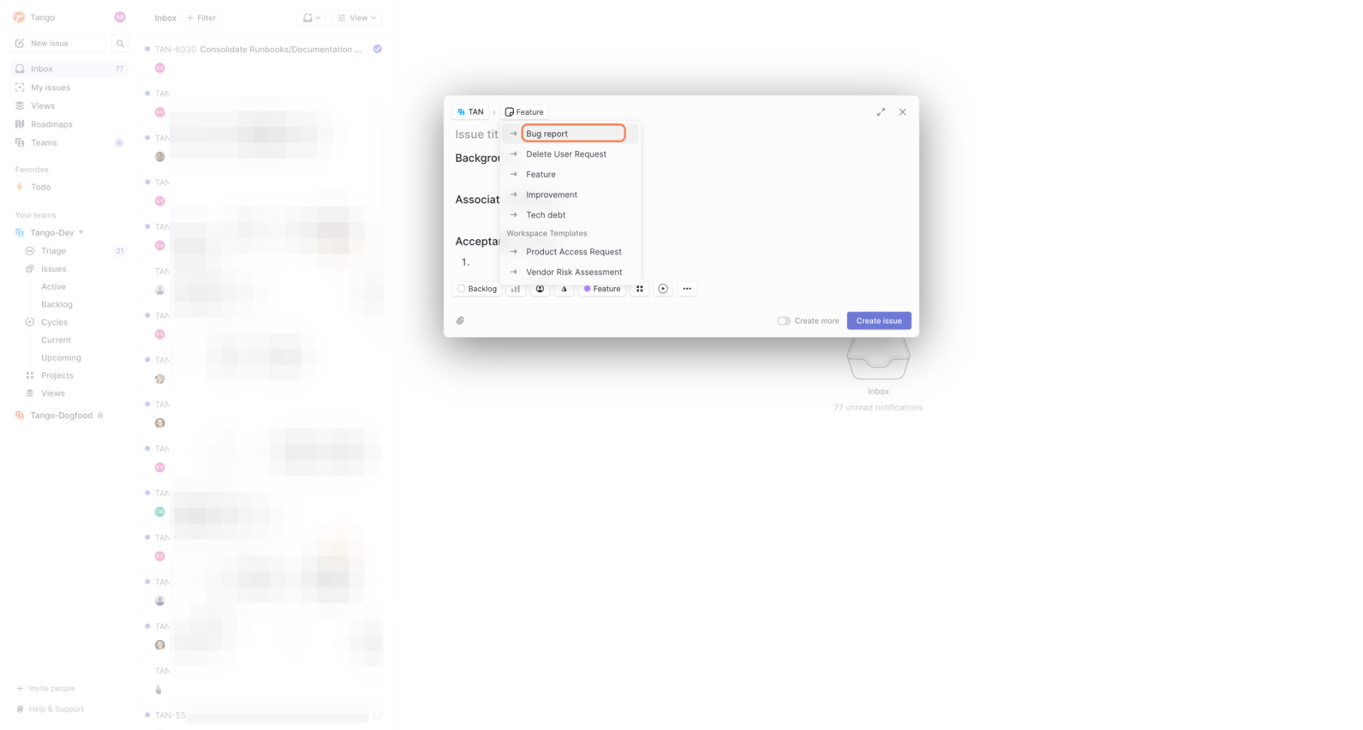 Click on Bug report