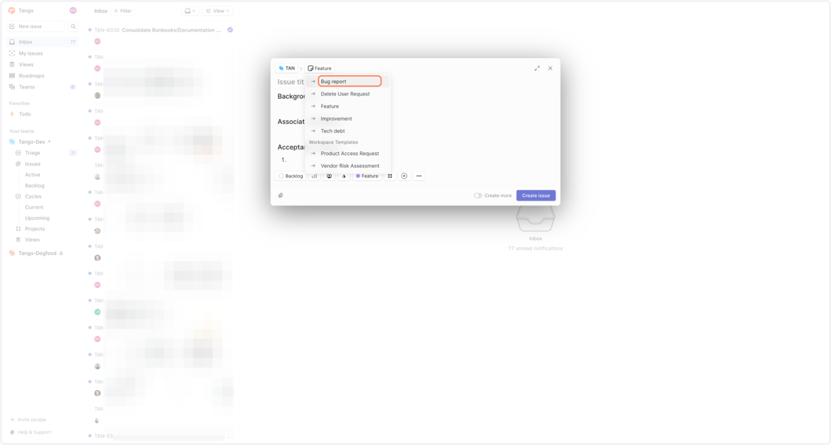 Click on Bug report