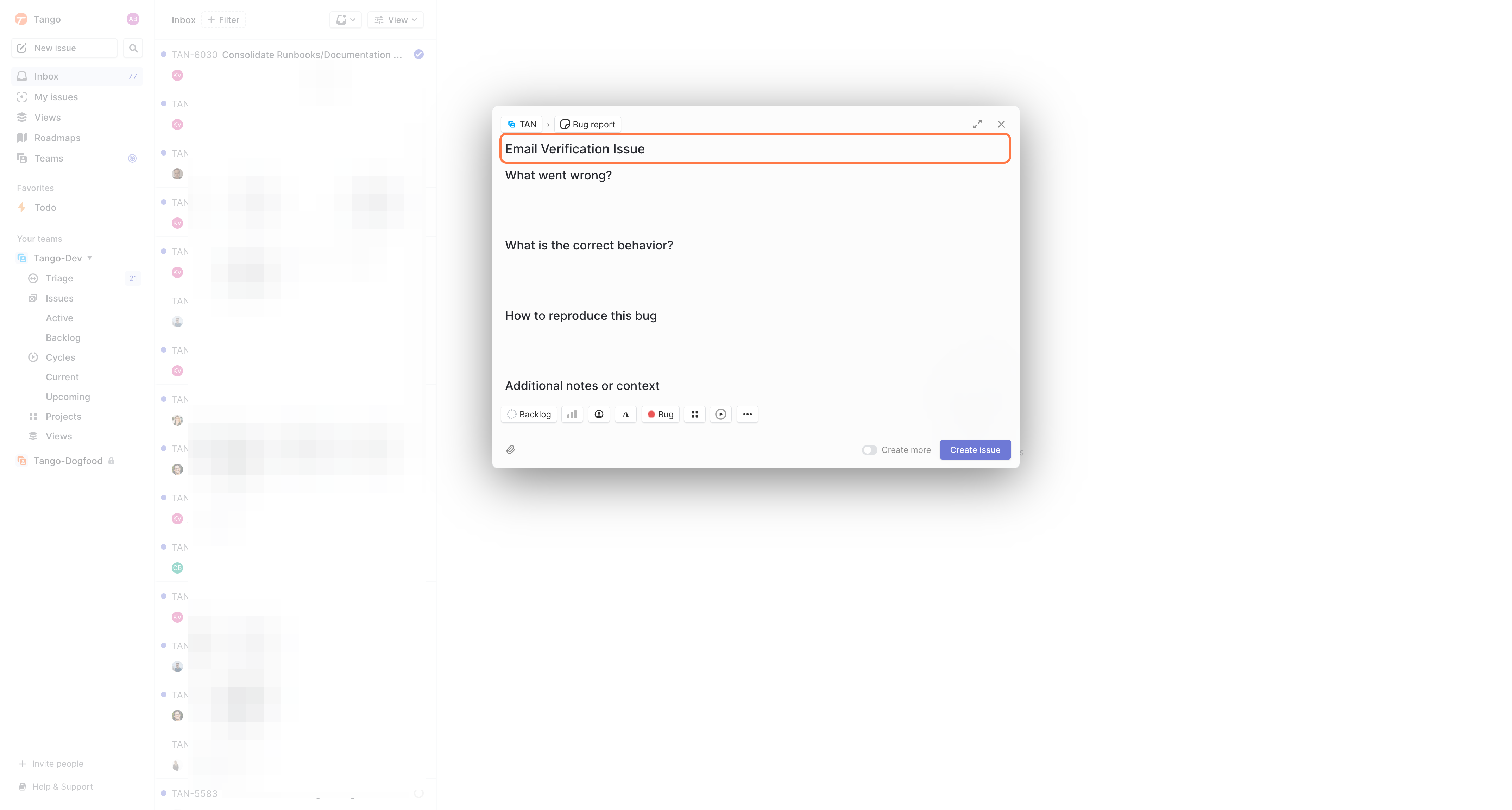 Type the title of your issue