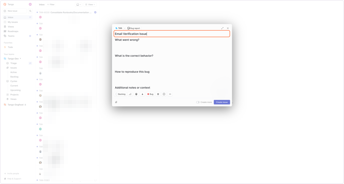Type the title of your issue