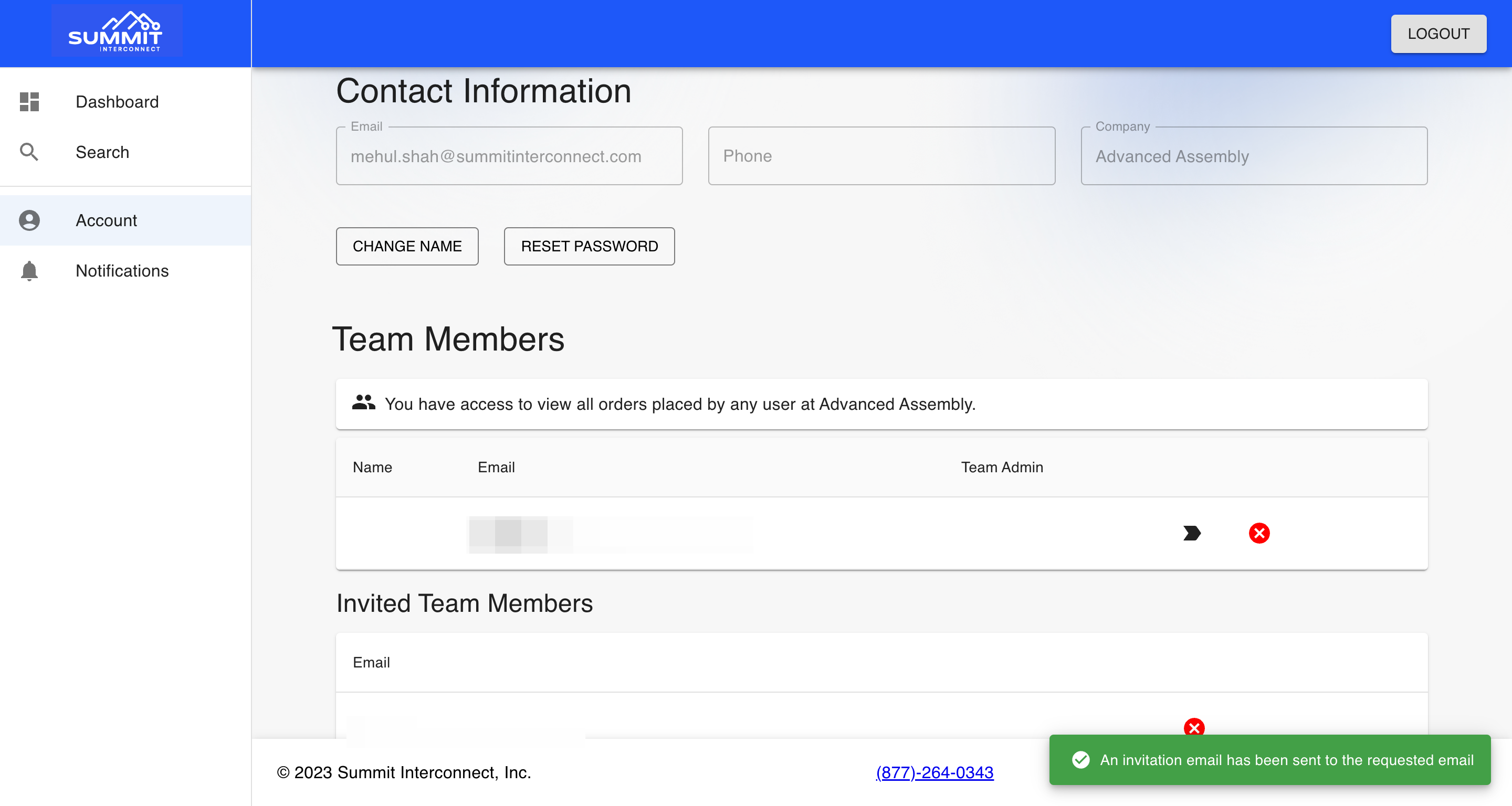 Ensure the confirmation notification shows up