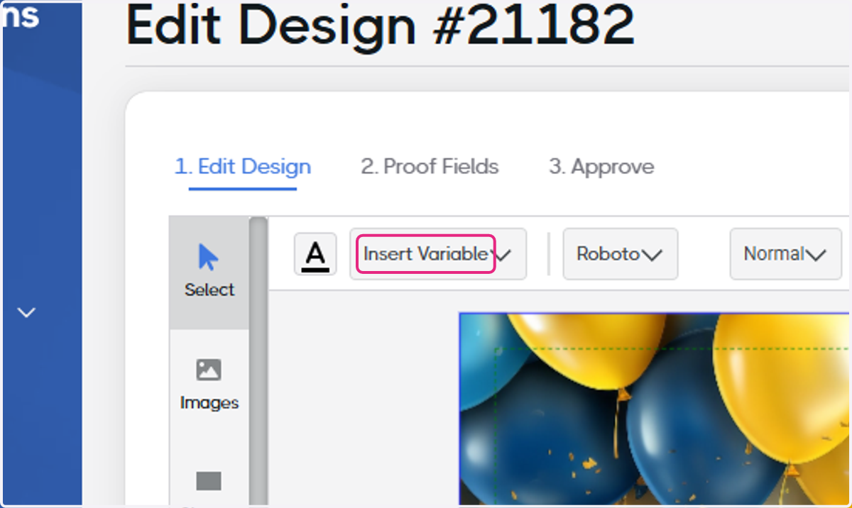 Click on Insert Variable