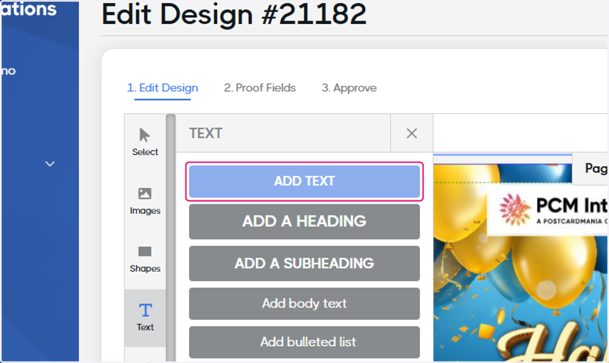 Click on ADD TEXT