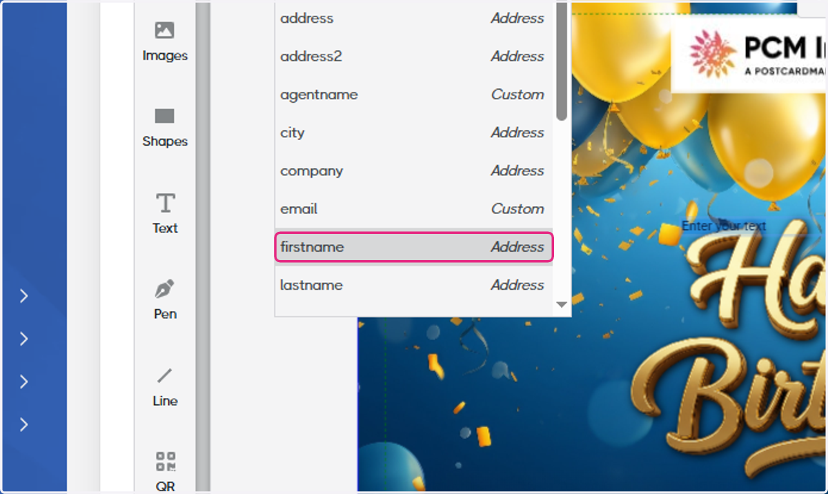 To add a standard variable, choose from any of the existing values in the picklist