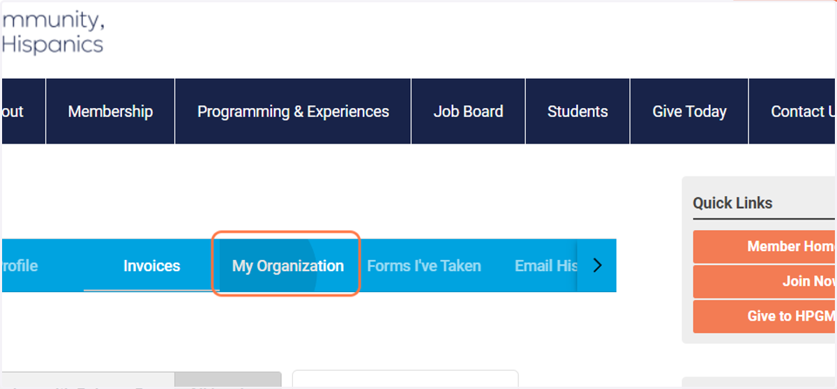 Click on My Organization