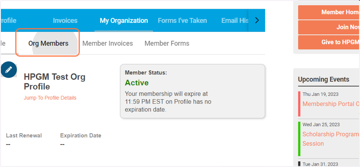 Click on Org Members