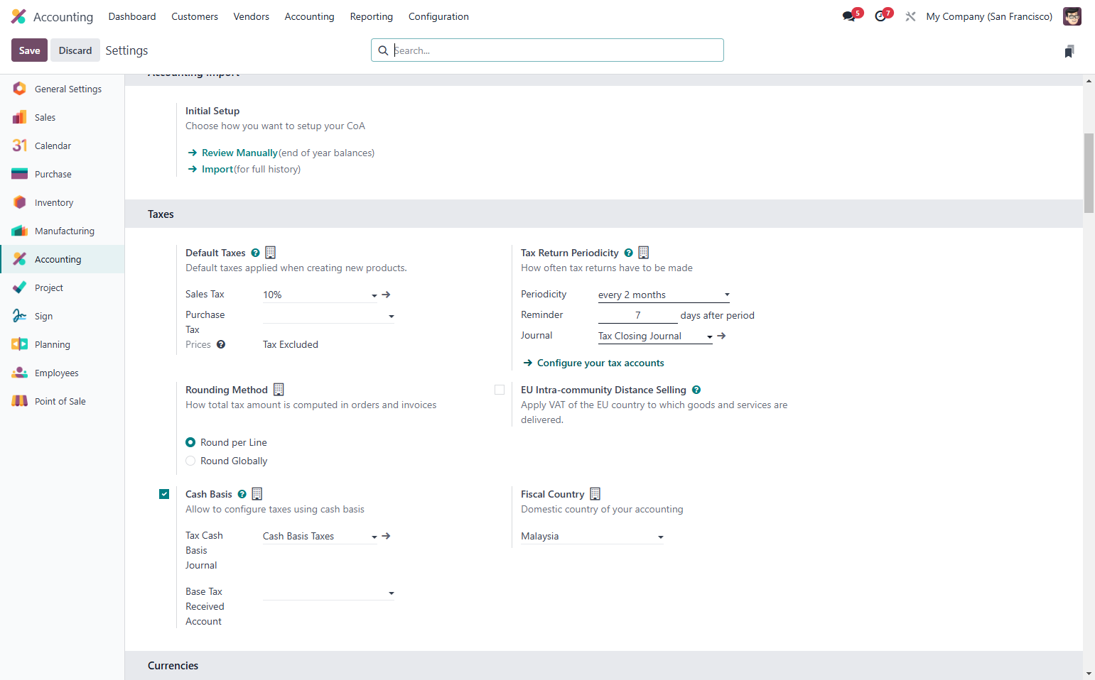 Click on Configure your tax accounts