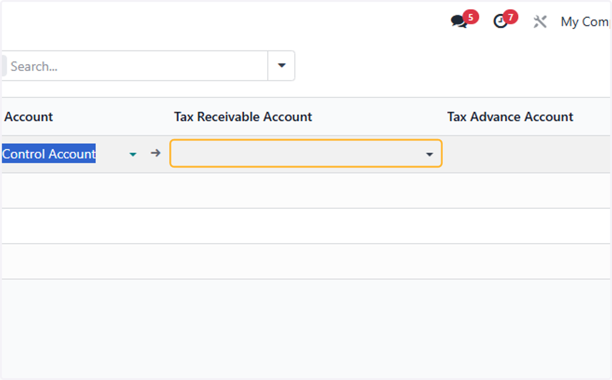 Select Tax payable account & Tax receivable account