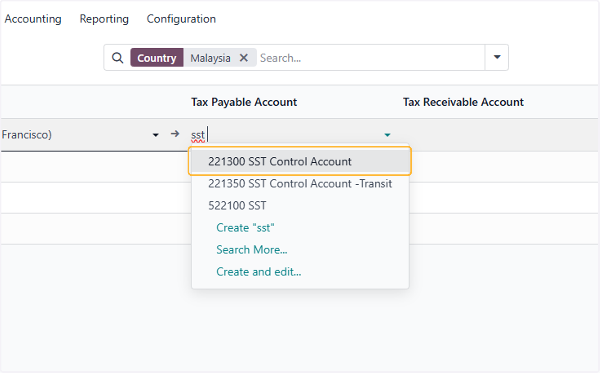 Select Tax payable account & Tax receivable account