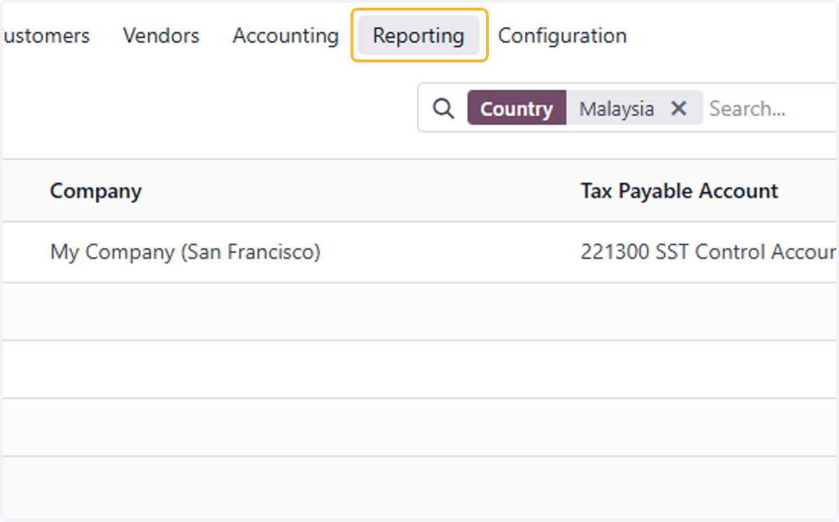 Click on Reporting