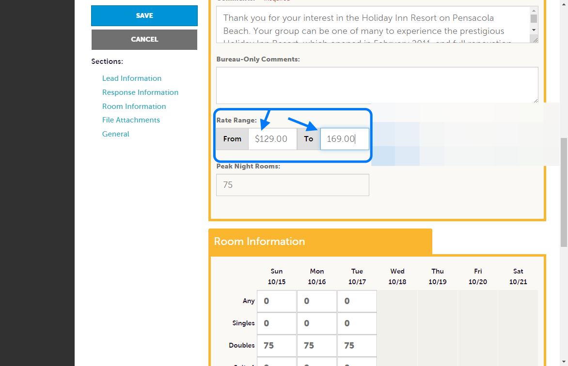 Add your room rates here.