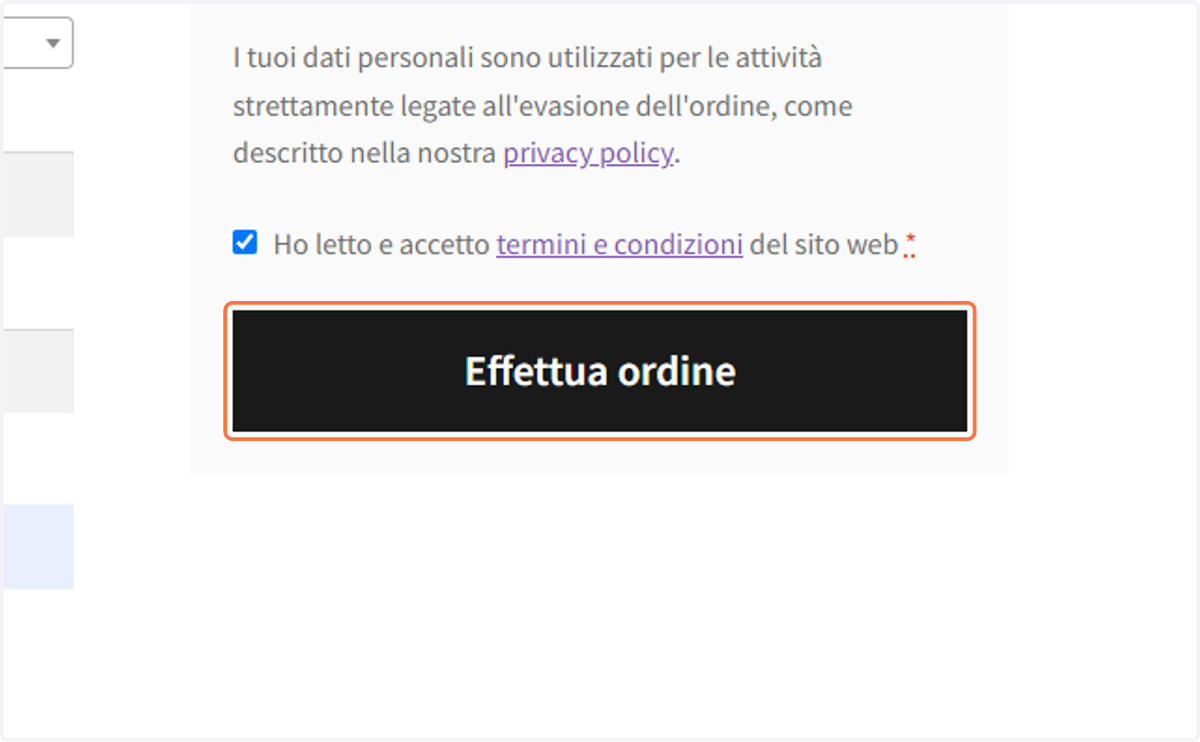 Click on Effettua ordine