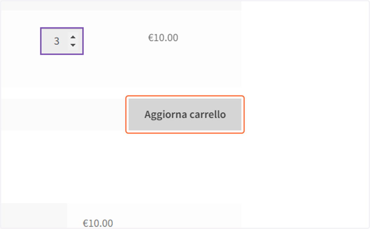 Click on Aggiorna carrello