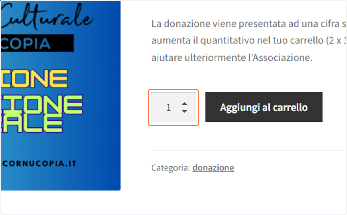 Click su "Donazione - erogazione liberale quantità"
