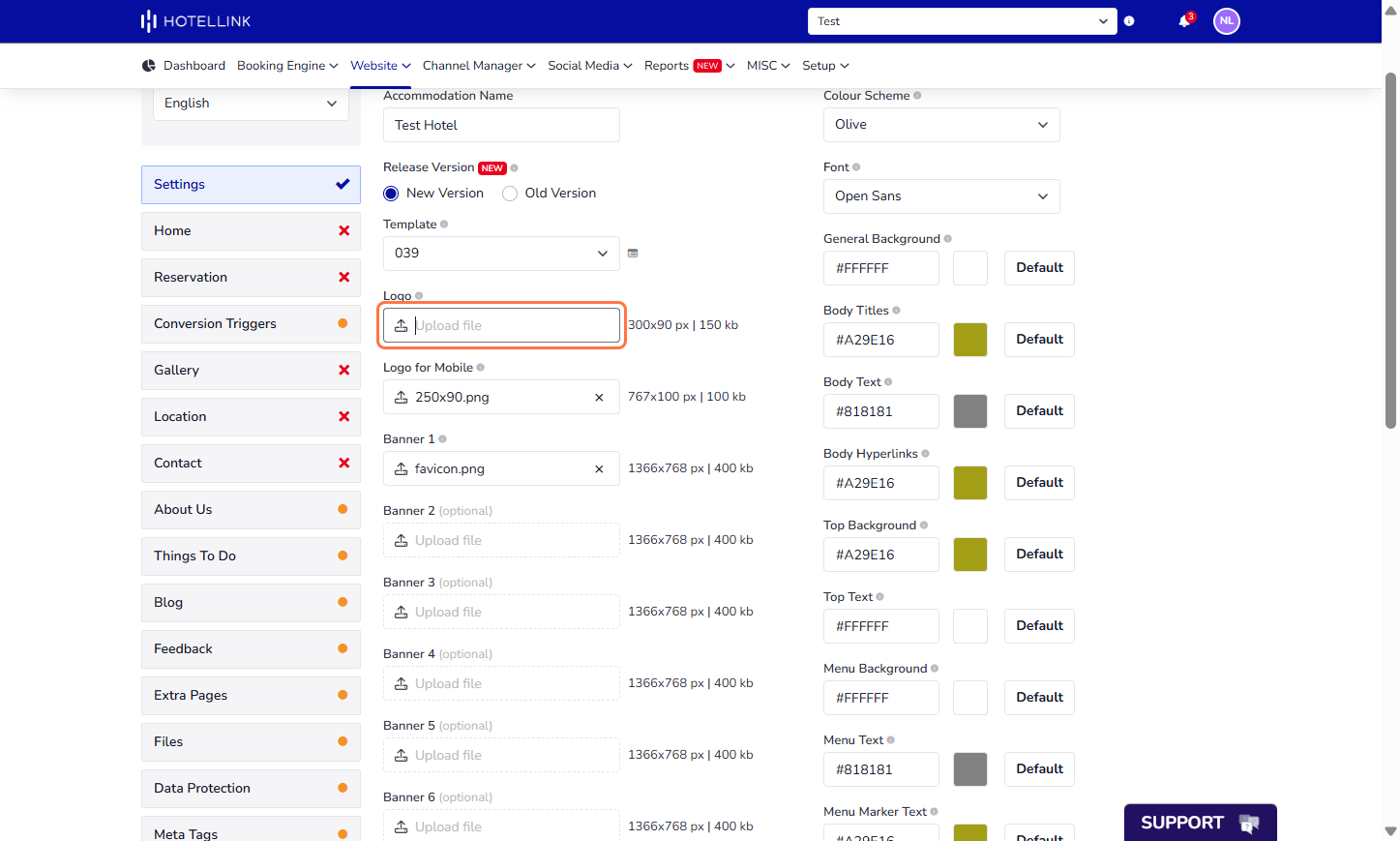 Logo: Input the logo with proper size to the system’s regulation. The logo will be shown on the website and displayed on desktop/laptop’s screen.