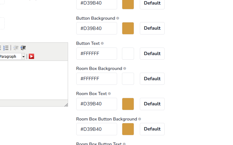 Button Text: The button text color applies to the whole website, for all text color in action buttons.