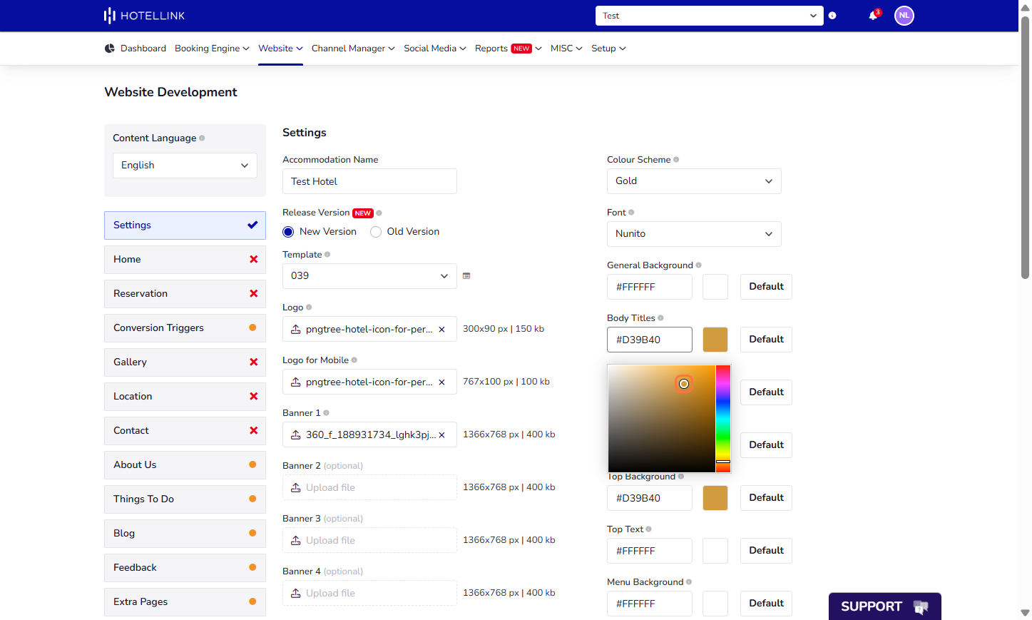 Body Titles: The body titles color applies to all titles in the body area of the website.
