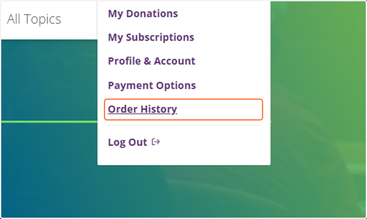 Click on Order History