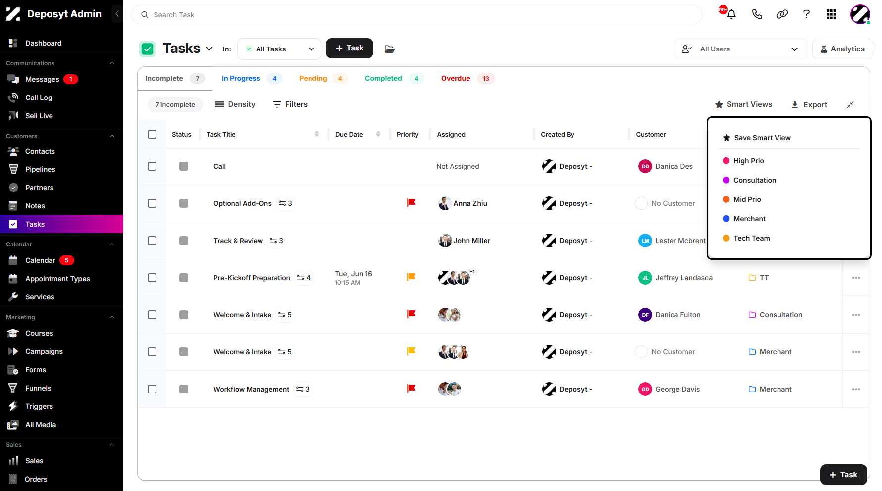Step 4: All saved smart views will be displayed.