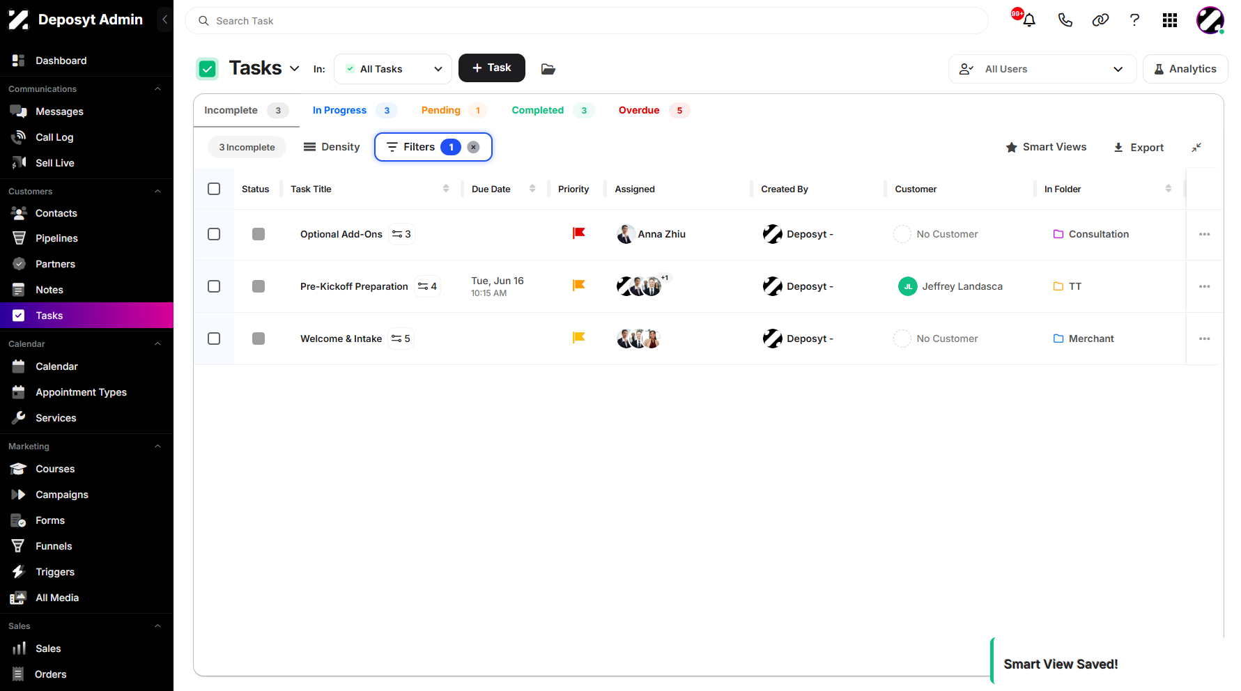 Step 15: You can now view your newly saved smart view.