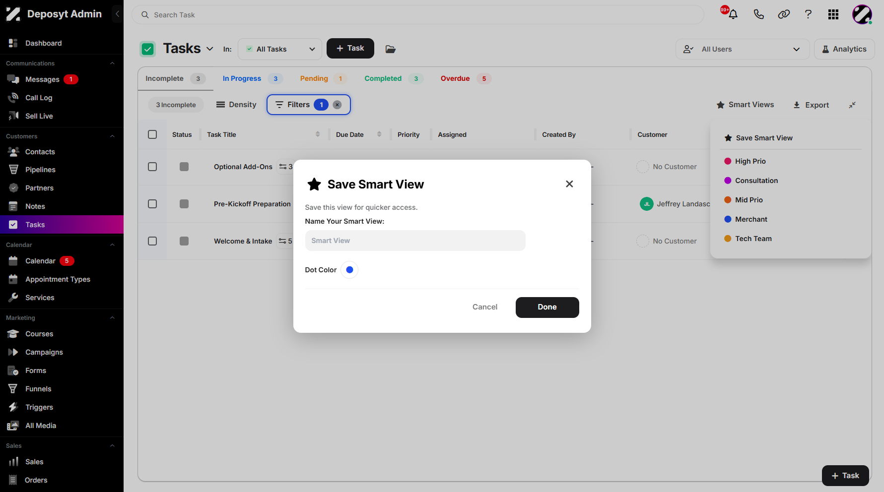 Step 13: A pop-up window will appear, prompting you to enter a name for the smart view and choose a color for organization.