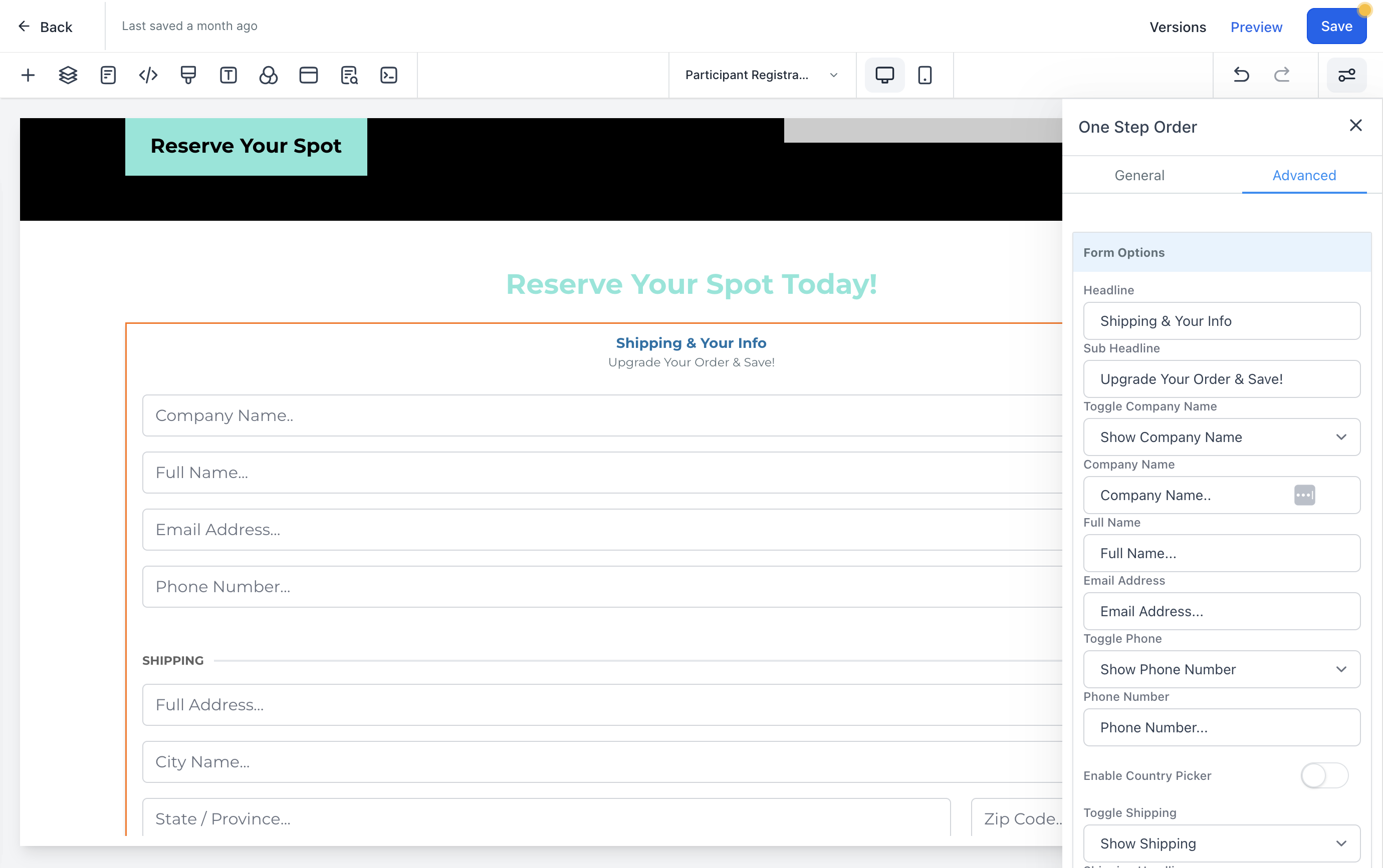 Here you can customize and edit all of the fields and the headers inside the Order Form.