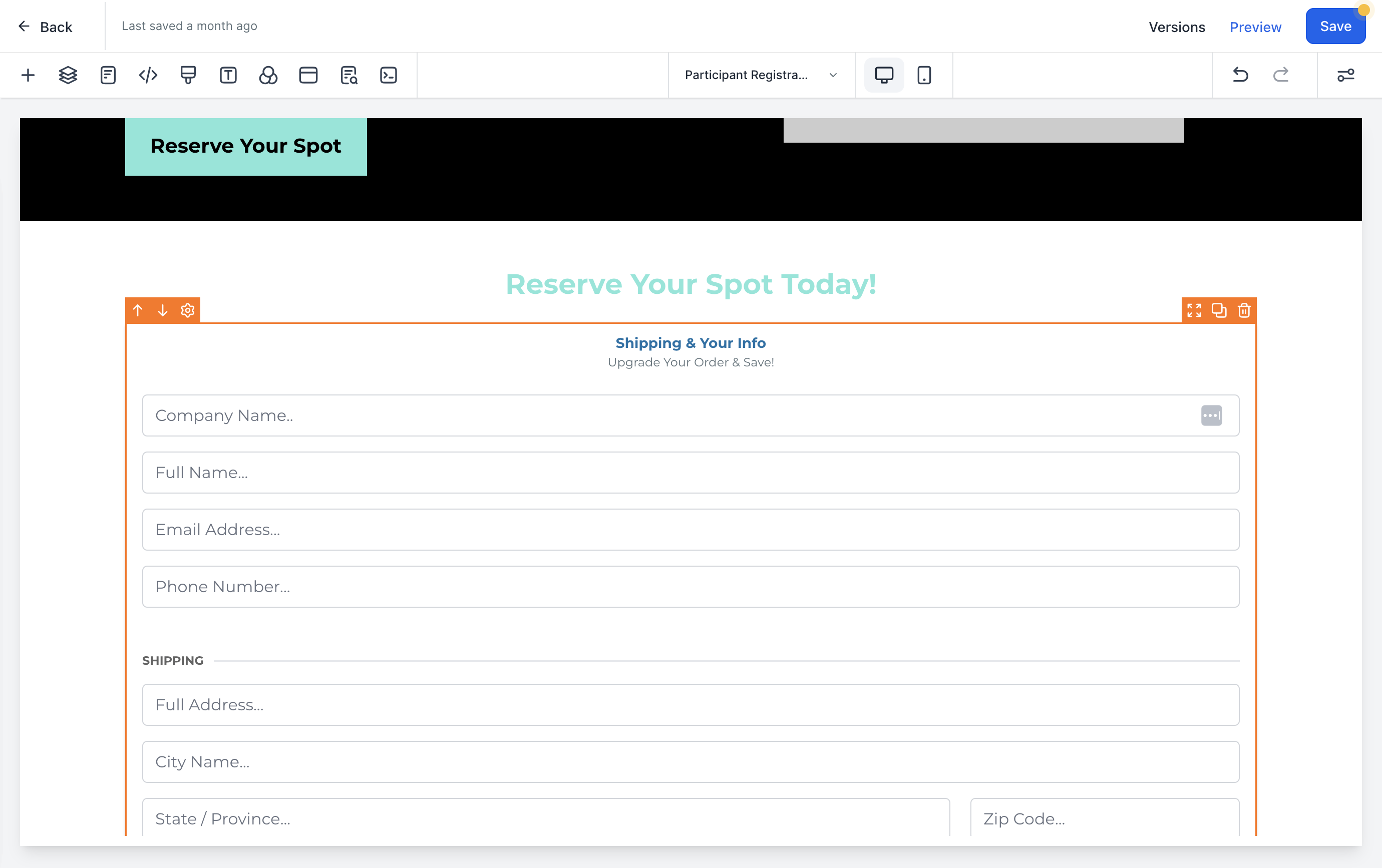 Choose one and drag it onto your funnel page (this is the one-step order form)
