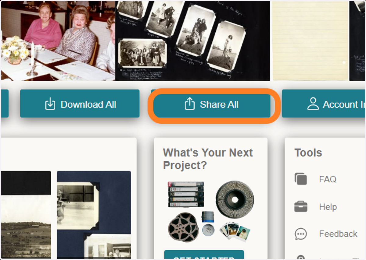 Click on 'Share All' in the Home Page