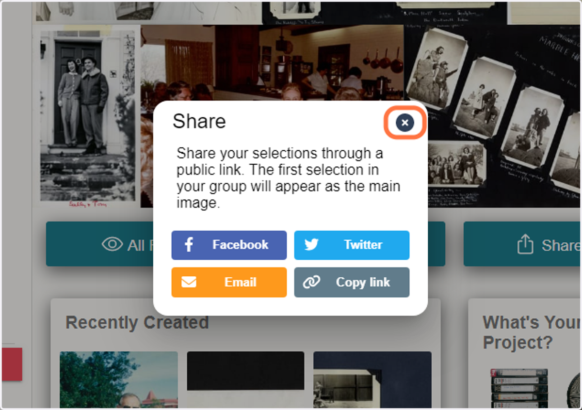 When done, click the 'x' icon to close the pop-up window