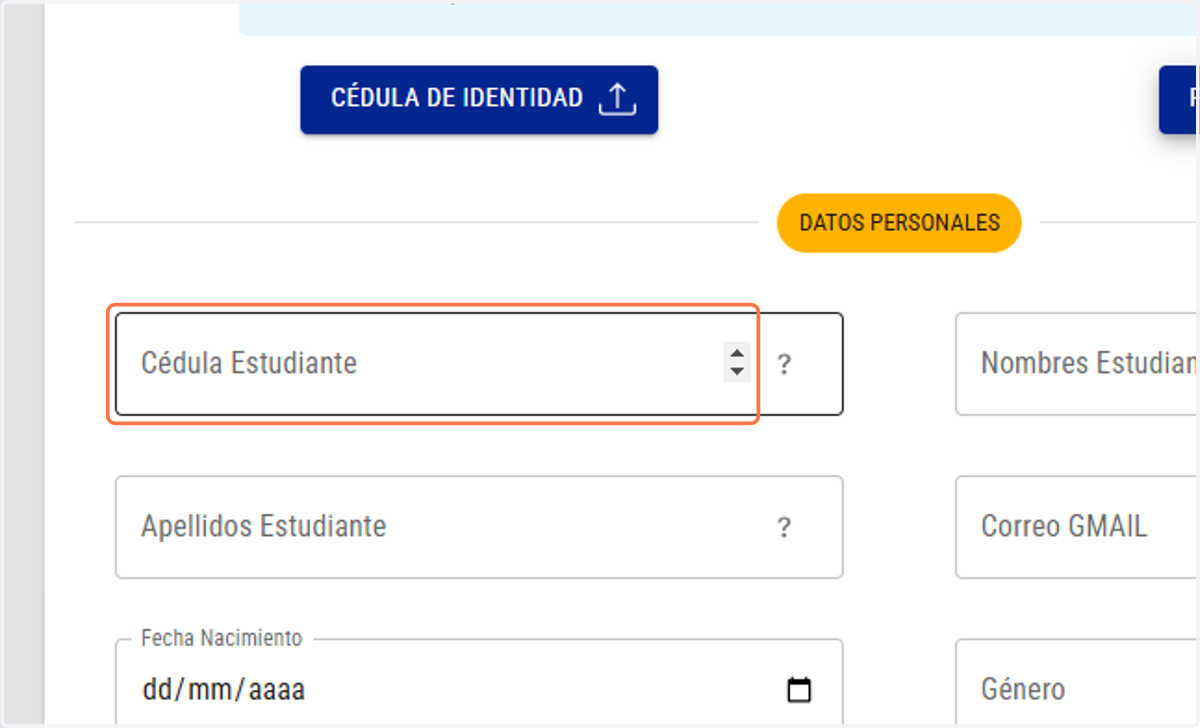 Escribe tu Número de Cédula